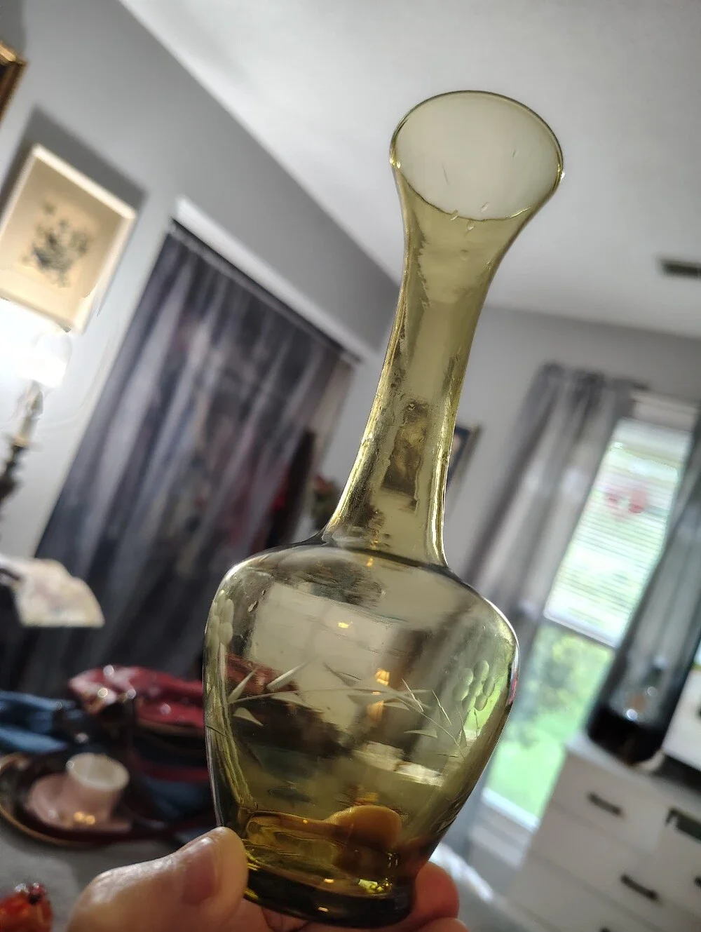 Vintage Bohemian Venetian Amber Glass Bud Vase